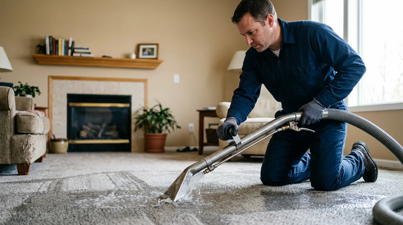 Water damage restoration technician working near Pickering, MO
